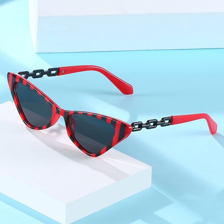 Damen Cat-Eye Sonnenbrille mit stilvollen Kettenakzenten Karnz