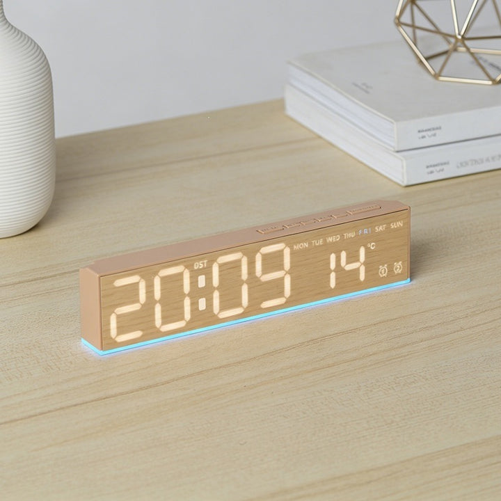 Digitaler Wecker mit Holzoptik und Temperaturanzeige Karnz