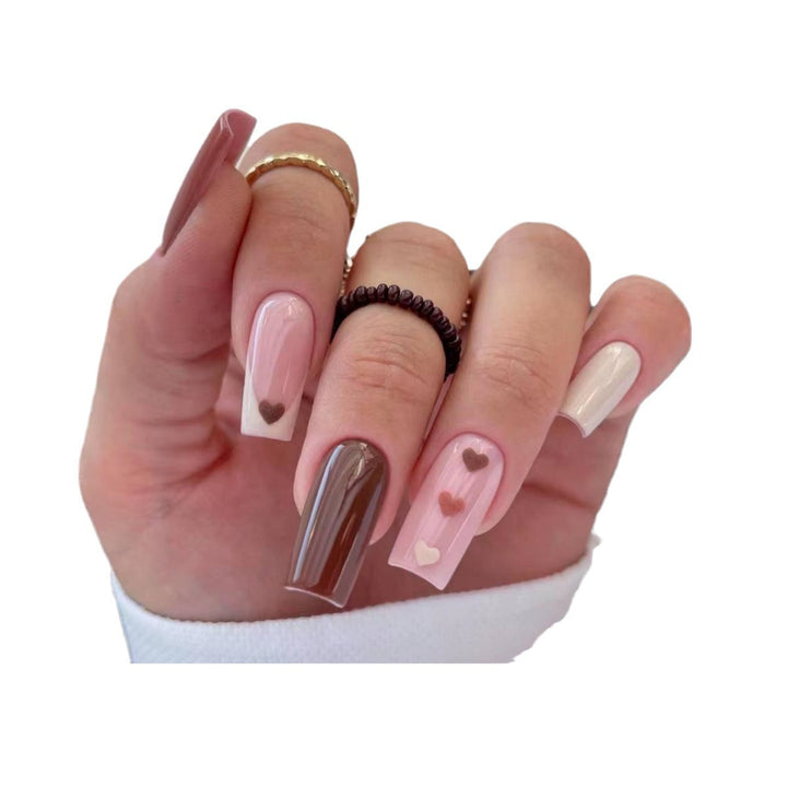 Herz-Muster Press-On Nagelkunst Karnz