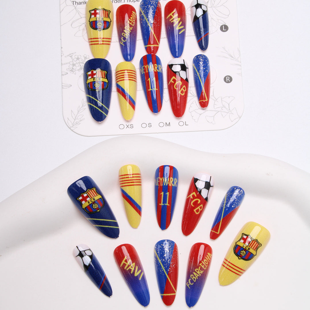 Sports-Themed Stiletto Presse-Nägel Karnz