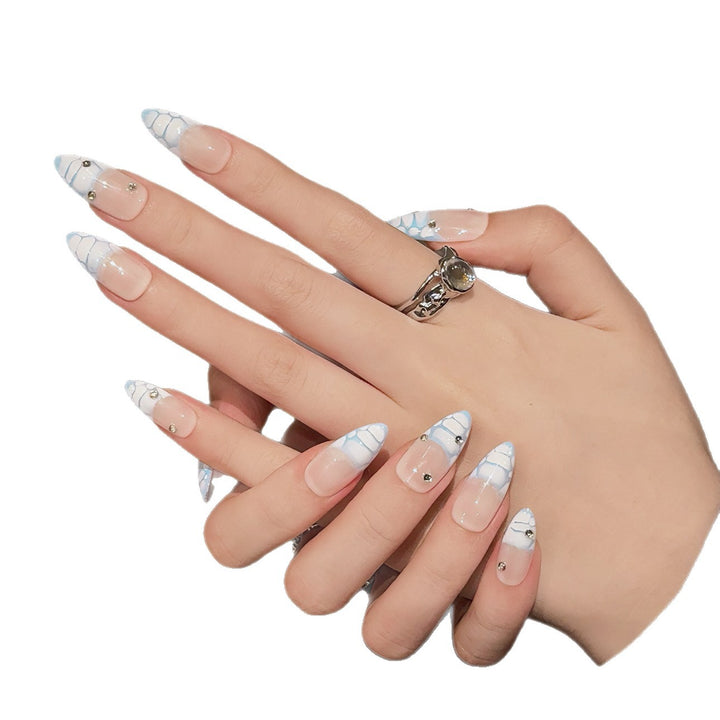 Künstlerisches Press-On Nagelkunstset mit Strass und Farbverlaufdesign