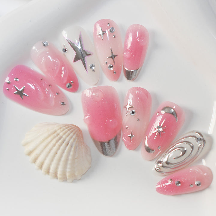 Künstlerisches Stern-Verziertes Press-On Nageldesign Karnz