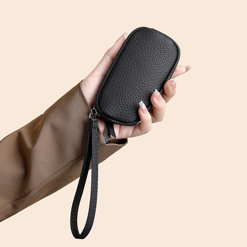 Strukturierte Leder Reise Kosmetiktasche