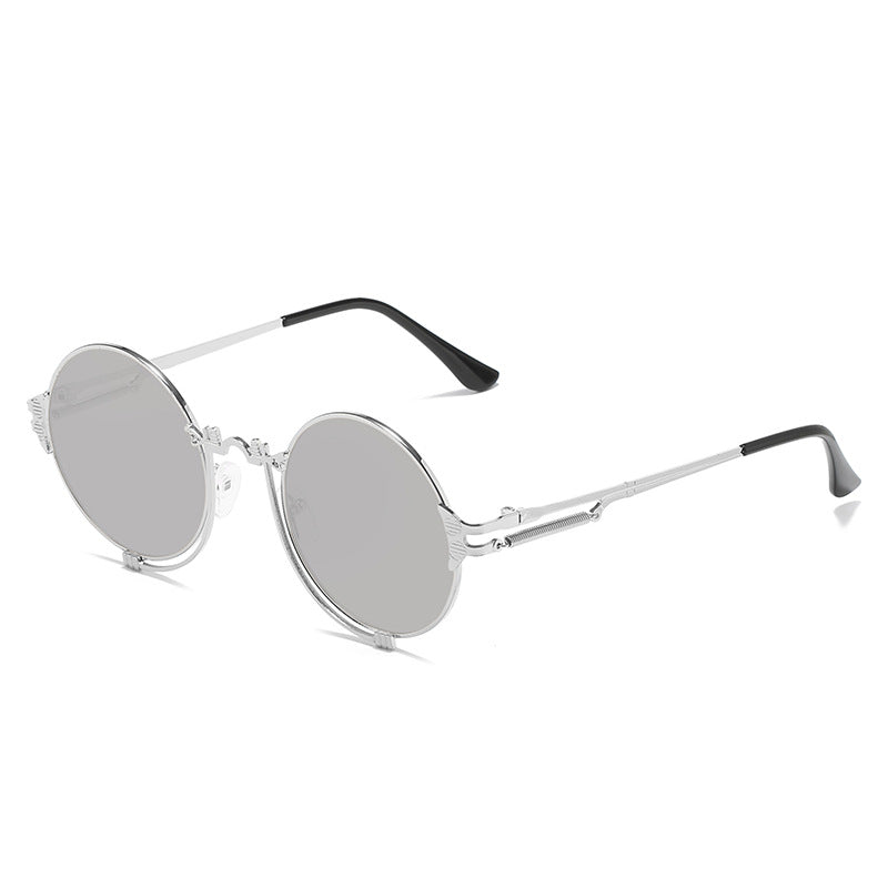 Damen stylische runde Metall-Sonnenbrille mit kunstvollem Designs Karnz