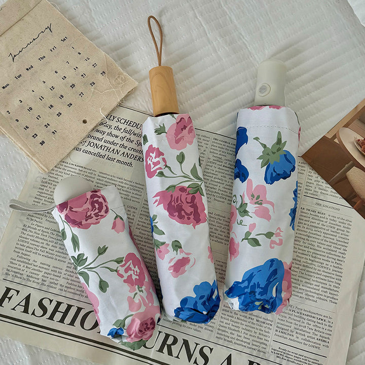 Damen Faltregenschirm mit hochwertigem Blumendesign Karnz