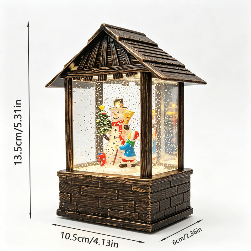 Weihnachtslaterne mit Schneekugel und LED-Beleuchtung Karnz