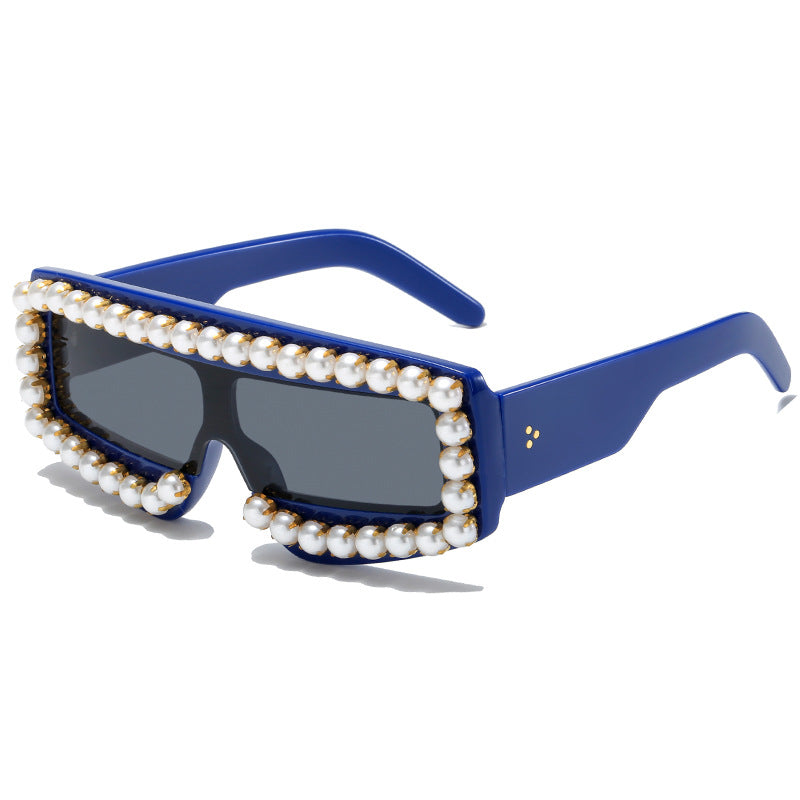 Damen modische Sonnenbrille mit Perlen-Applikationen Karnz