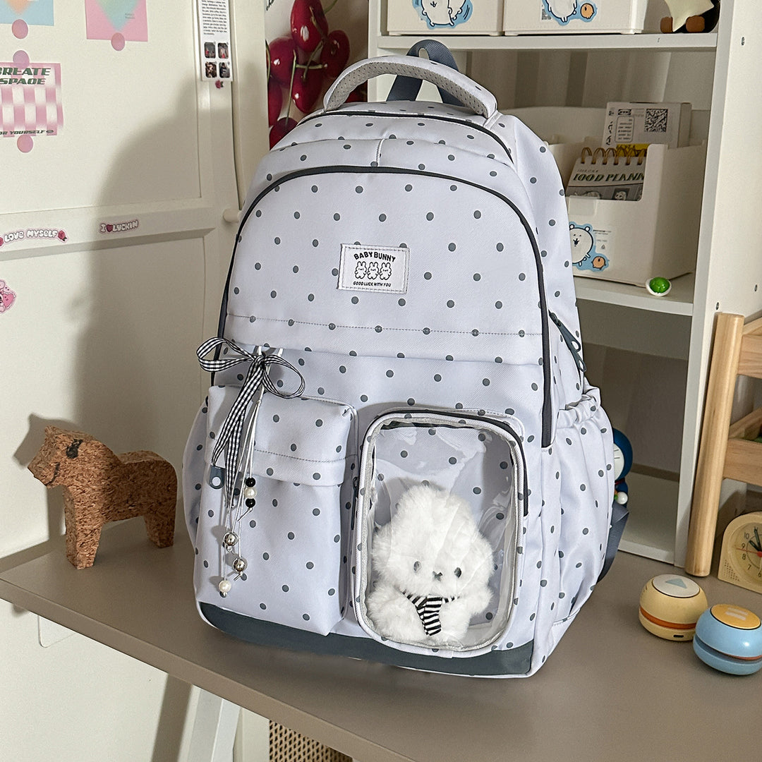 Verspielter Gepunkteter Rucksack mit Transparentem Fenster Karnz