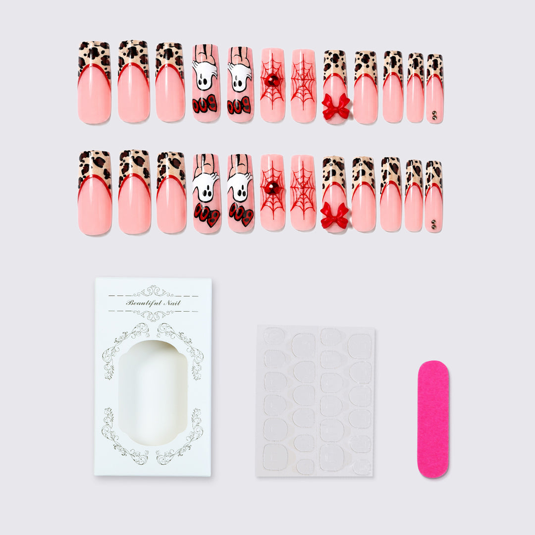 Themen Halloween Press-On Nagel Set mit Tier- und Gespenstermotiven Karnz