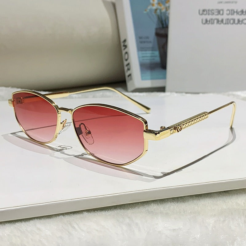 Damen elegante Sonnenbrille mit funkelndem Metallrahmen Karnz