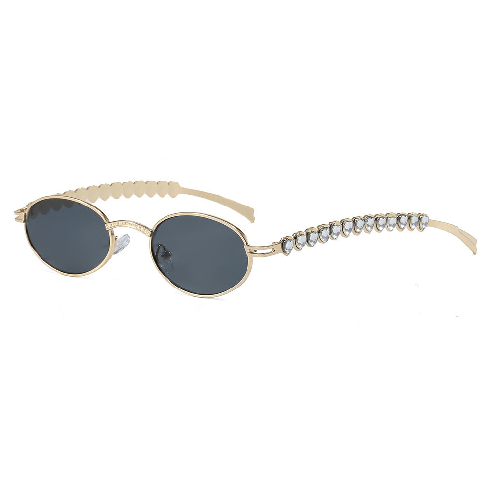 Modische Sonnenbrille mit Ovalem Rahmen und Luxuriösem Akzent Karnz