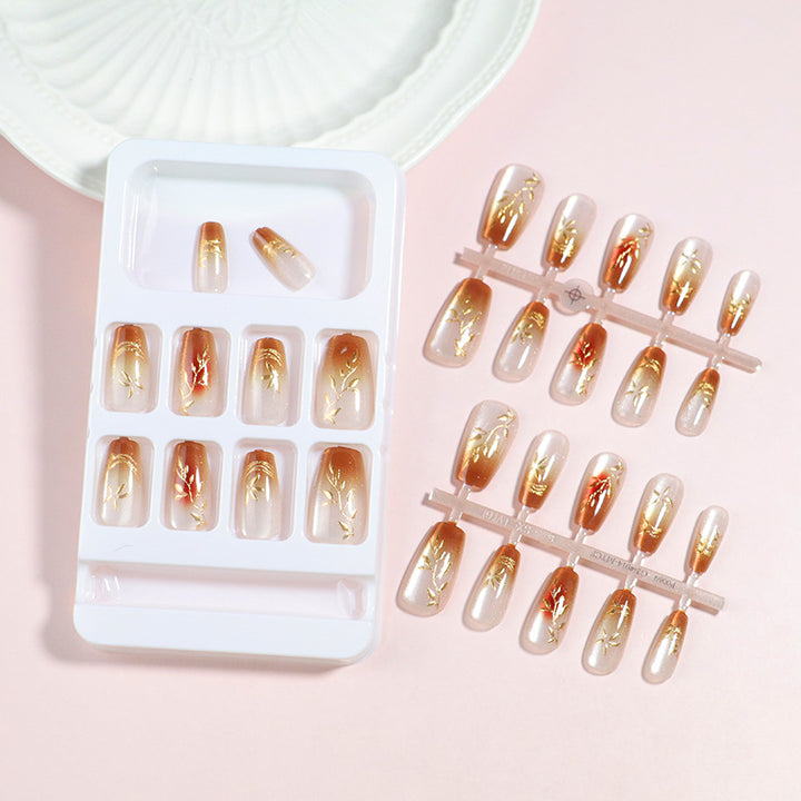 Premium Herz-Beschmückte Press-On Nagelset Karnz