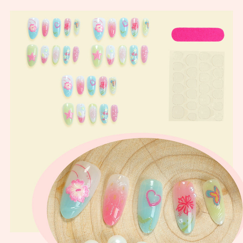 Kreatives tropisch inspiriertes Press-On-Nagelkunst-Set Karnz