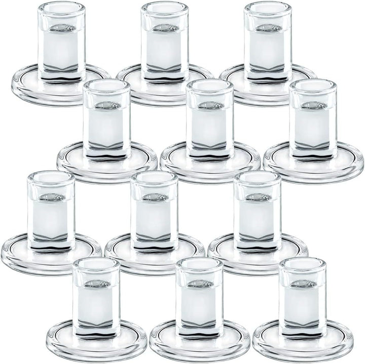 Klare Dicke Glas Taper Kerzenhalter Set Minimalistische Zylinderbasis Karnz