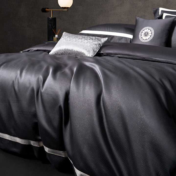 Premium strukturierten Baumwoll-Satin Bettbezug Set mit Satin-Paspel und reversibler Mikrosatin Rückseite