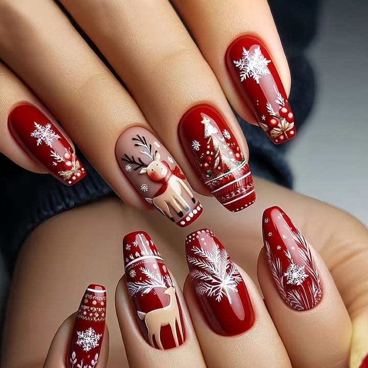 Festliche Feiertags-Themen Press-On Nagelkunst Karnz