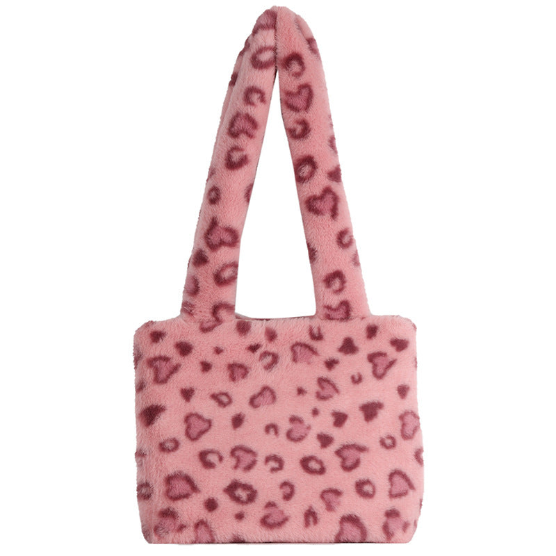 Plüsch Leopardenmuster Handtasche