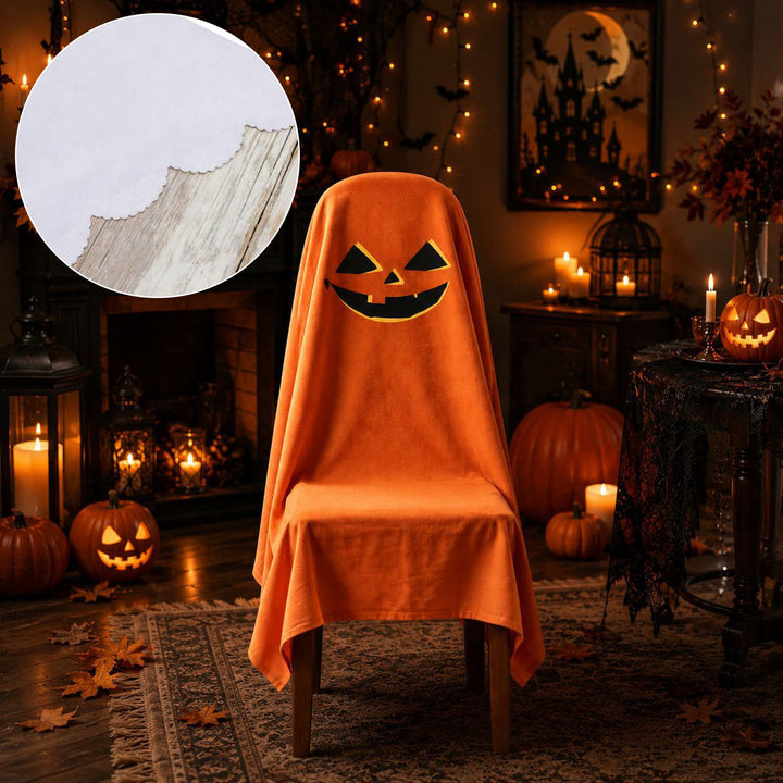Halloween Stuhlhusse aus Baumwolle mit gespenstischem Gesicht und gezacktem Saum