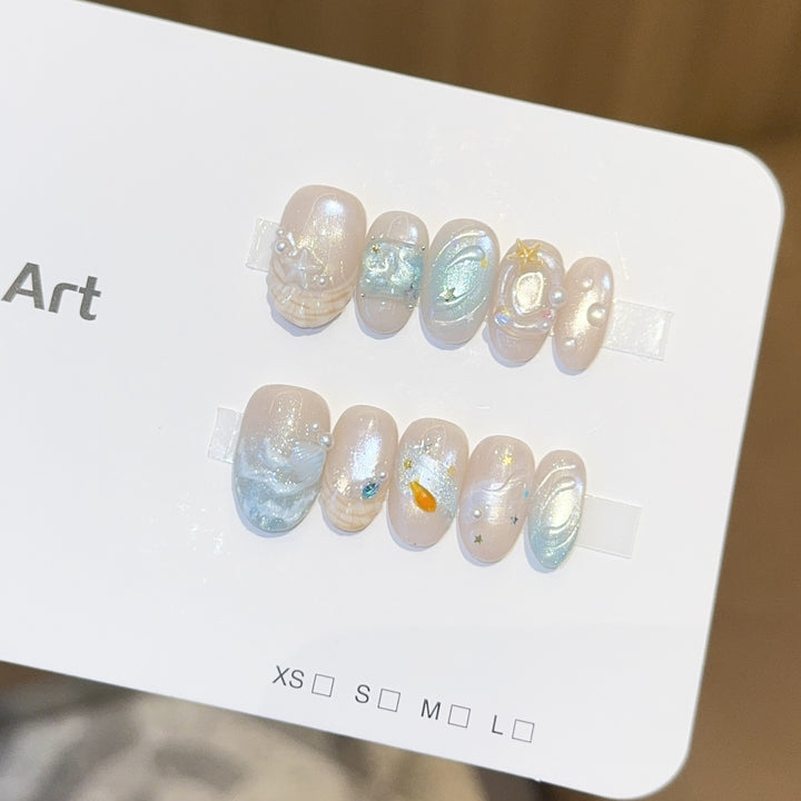 Kunstnagel Set mit Maritimem Design Karnz