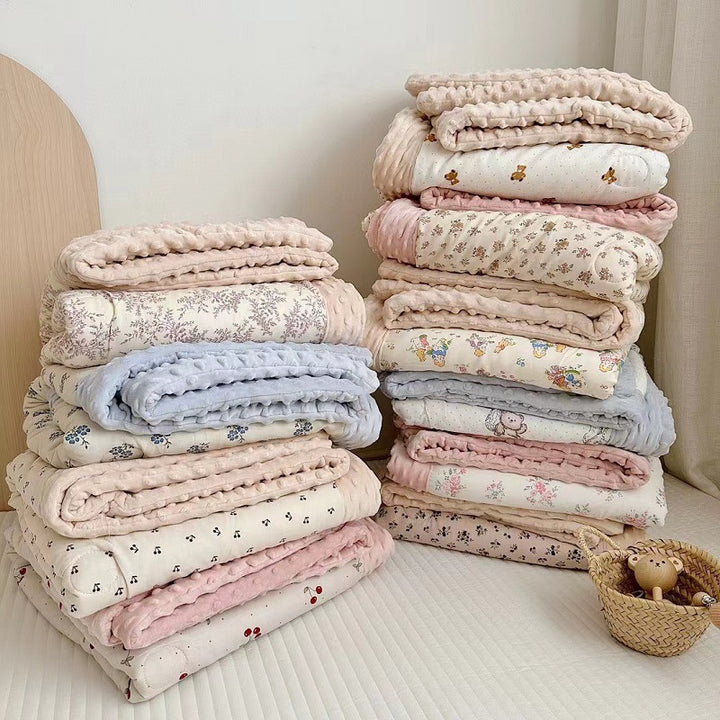 Wendbare Minky Dot Plüsch Babydecke