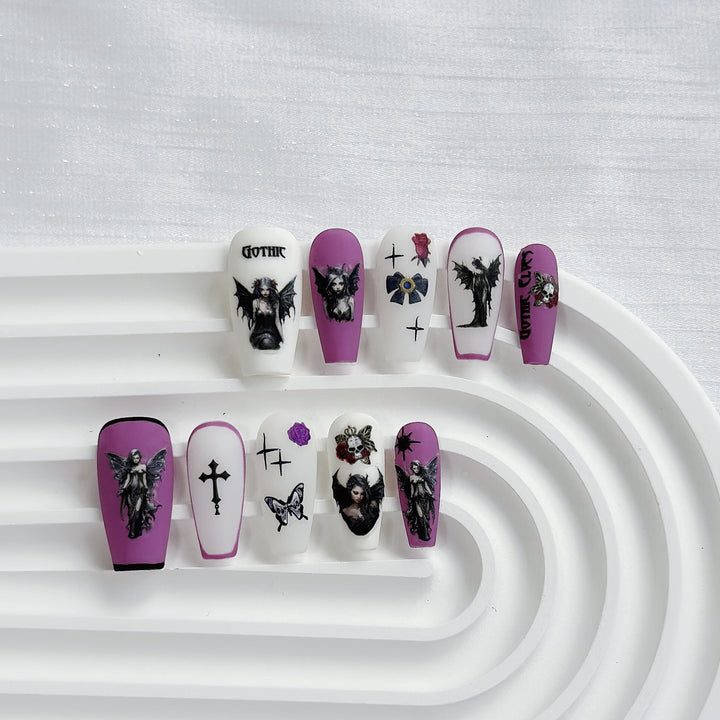 Künstlerisches Gothic Press-On Nail Art Set