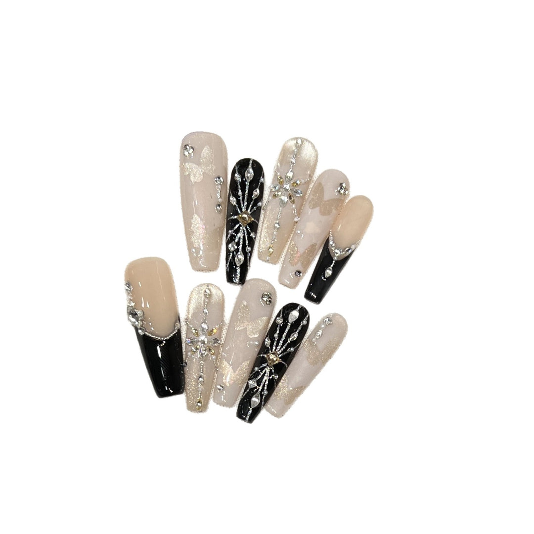 Elegantes von Schmetterlingen inspiriertes Press-On-Nagelkunstset Karnz