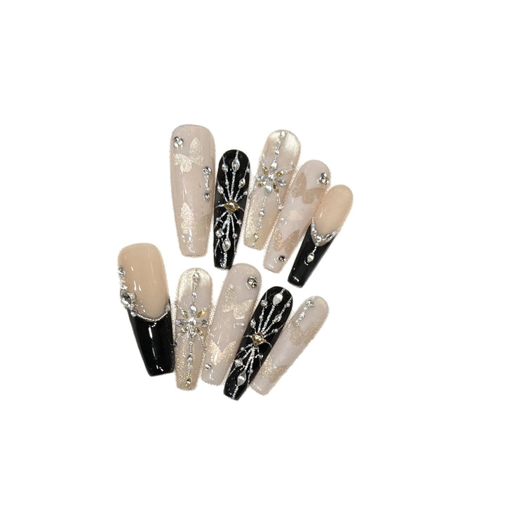 Elegantes von Schmetterlingen inspiriertes Press-On-Nagelkunstset Karnz