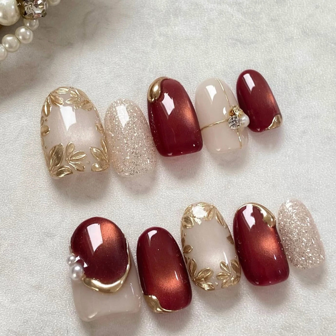 Luxuriöses Blumendesign Press-On Nagelset