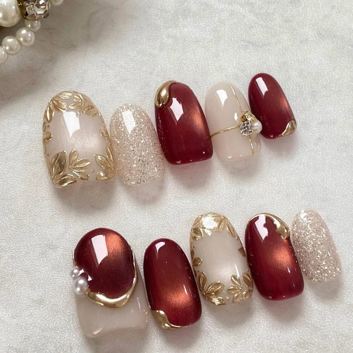 Luxuriöses Blumendesign Press-On Nagelset