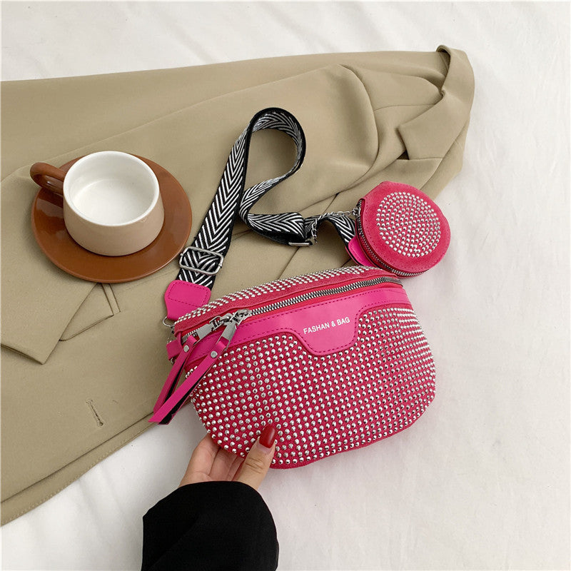 Stylische mit Strass verzierte Mini-Crossbody-Tasche Karnz