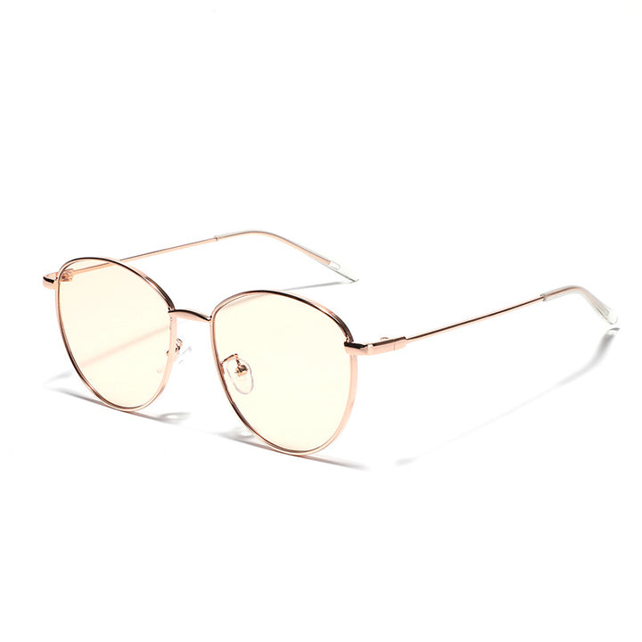 Damen runde Sonnenbrille mit schmalem Metallrahmen und polarisierten Gläsern Karnz