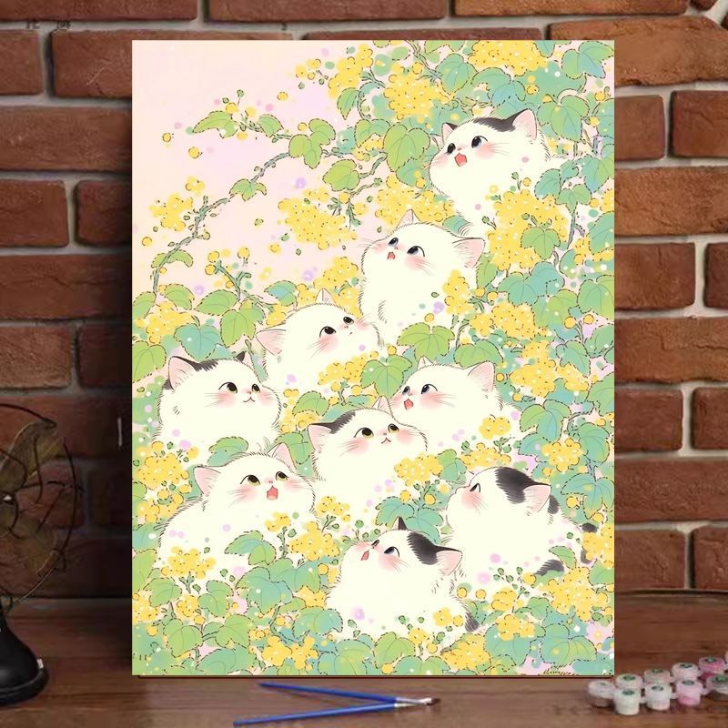 Verspielt katzenartiges Malen nach Zahlen Kunstset Karnz