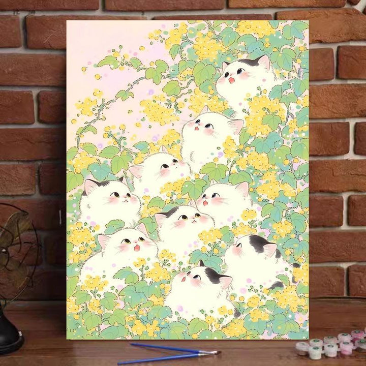 Verspielt katzenartiges Malen nach Zahlen Kunstset Karnz