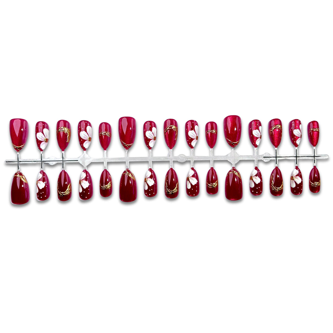 Künstlerisches Floral Press-On Nagelkunst Set