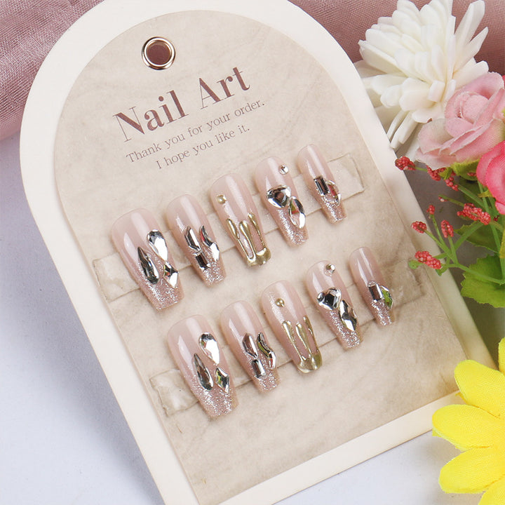 Dekorative mit Rhinestones verzierte Press-On Nagelkunst Karnz