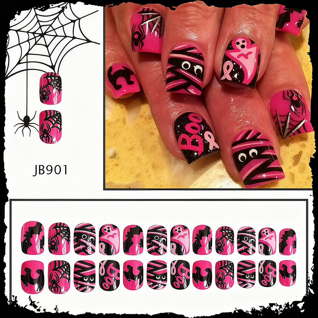 Halloween Kunstnägel mit verspielten Motiven und Glitzerdetails Karnz
