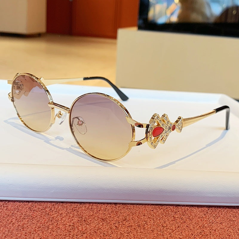 Damen elegante rechteckige Sonnenbrille mit glamourösen Verzierungen Karnz