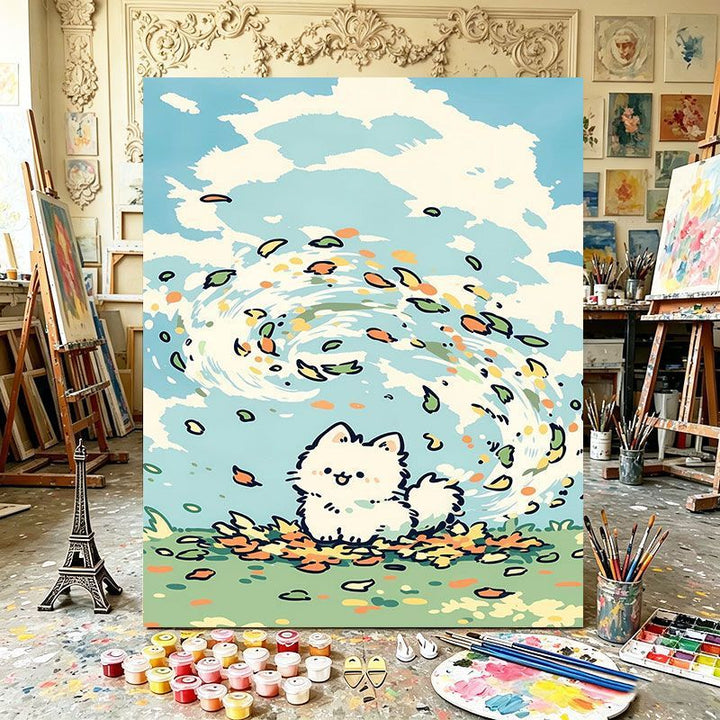 Verspielte Katzenillustration Kunstdruck Karnz