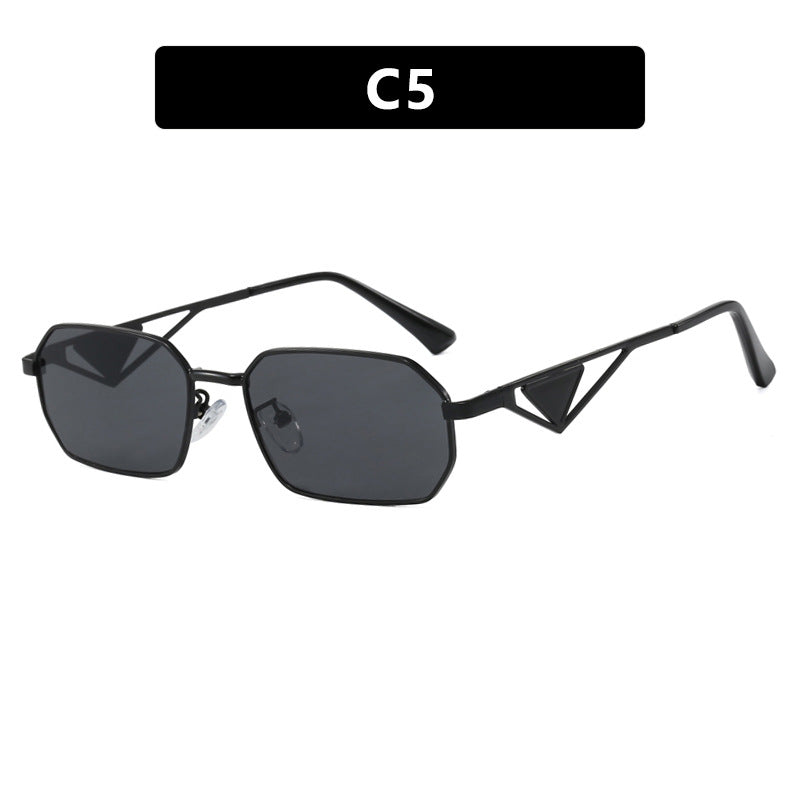 Damen geometrische Luxus-Sonnenbrille mit schmalem Hochglanz-Rahmen Karnz