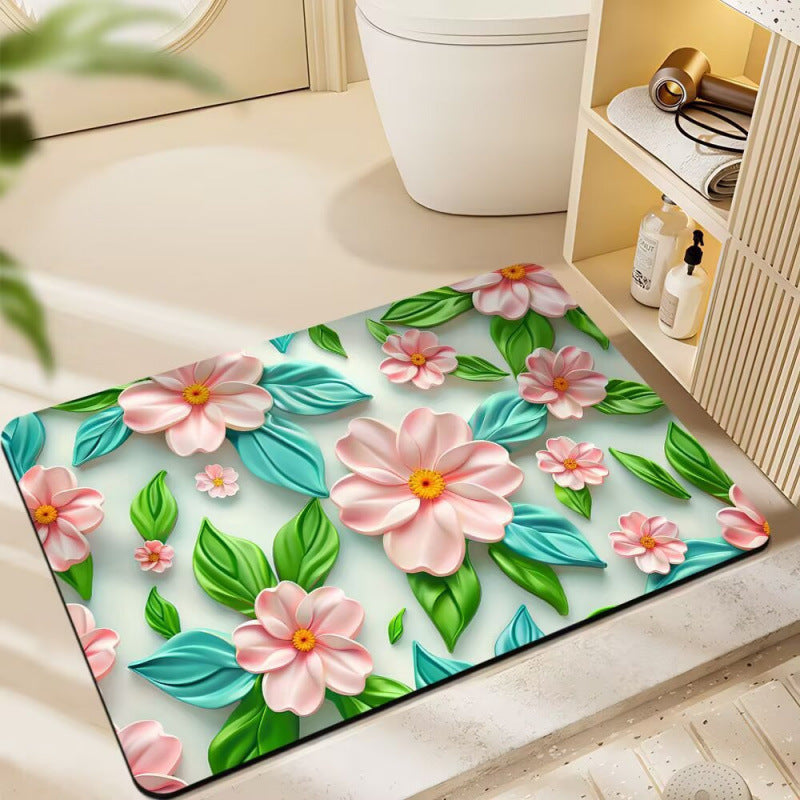 Floral-Themed Plüsch-Badematte