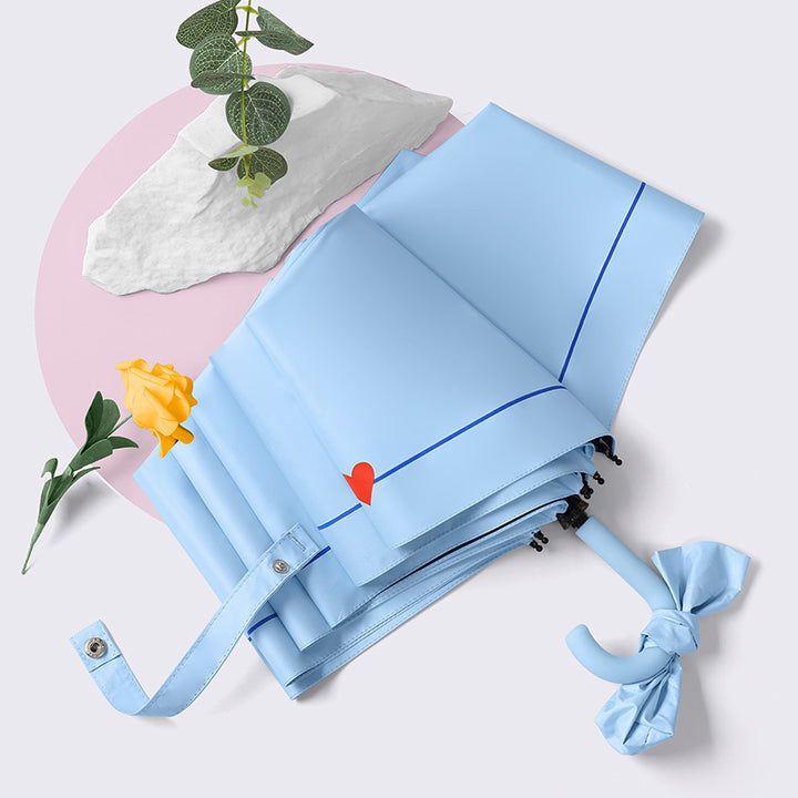 Damen eleganter und kreativer Faltregenschirm mit Herzdesign Karnz