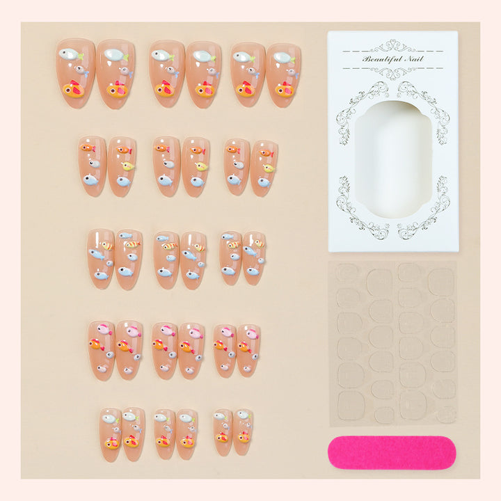 Künstlerisches Fisch-Themen Press-On Nail Set Karnz