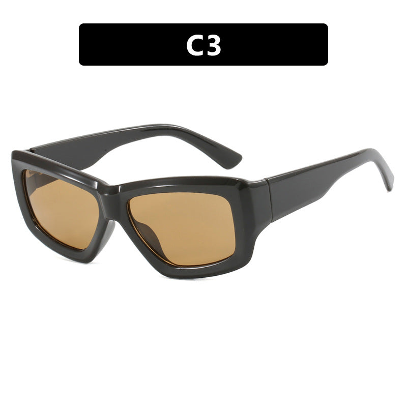 Damen trendige quadratische Sonnenbrille mit transparentem Rahmen und komfortablen Gläsern Karnz