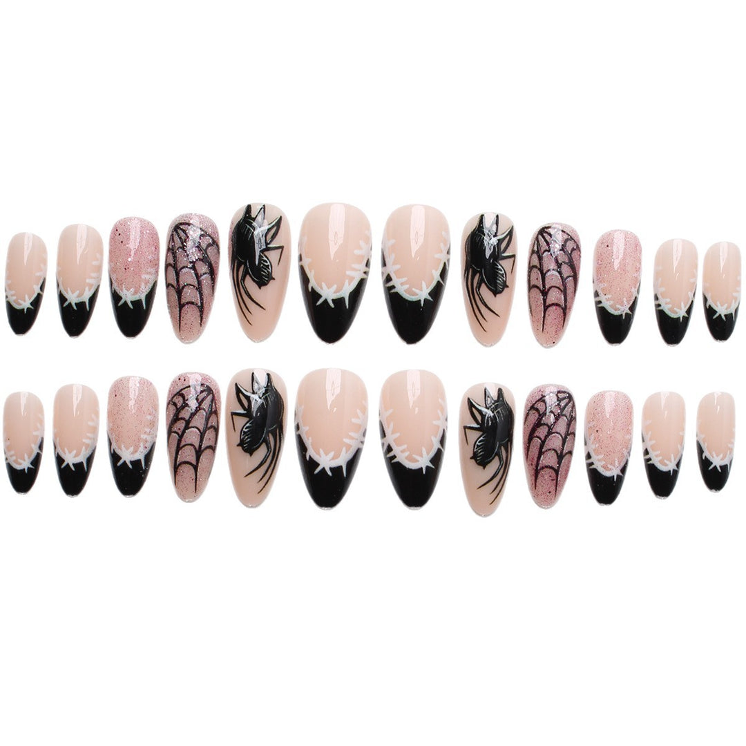 Kreatives Kunstnagelset mit Spinnen- und Netzdesign Karnz