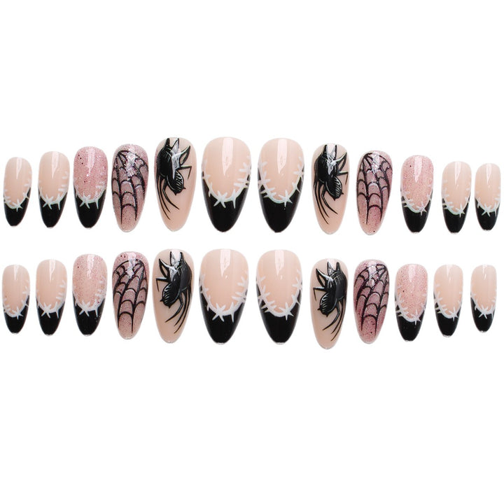 Kreatives Kunstnagelset mit Spinnen- und Netzdesign Karnz