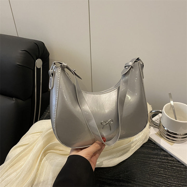 Premium Glänzende Kunstleder Hobo Tasche Karnz