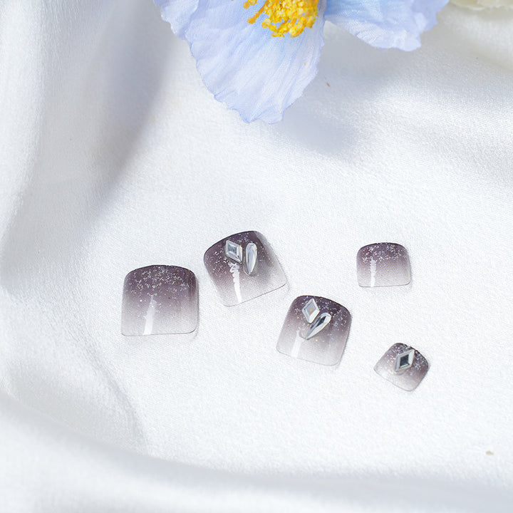 Glamouröser Glitzer Ombre Press-On Nagelset Karnz