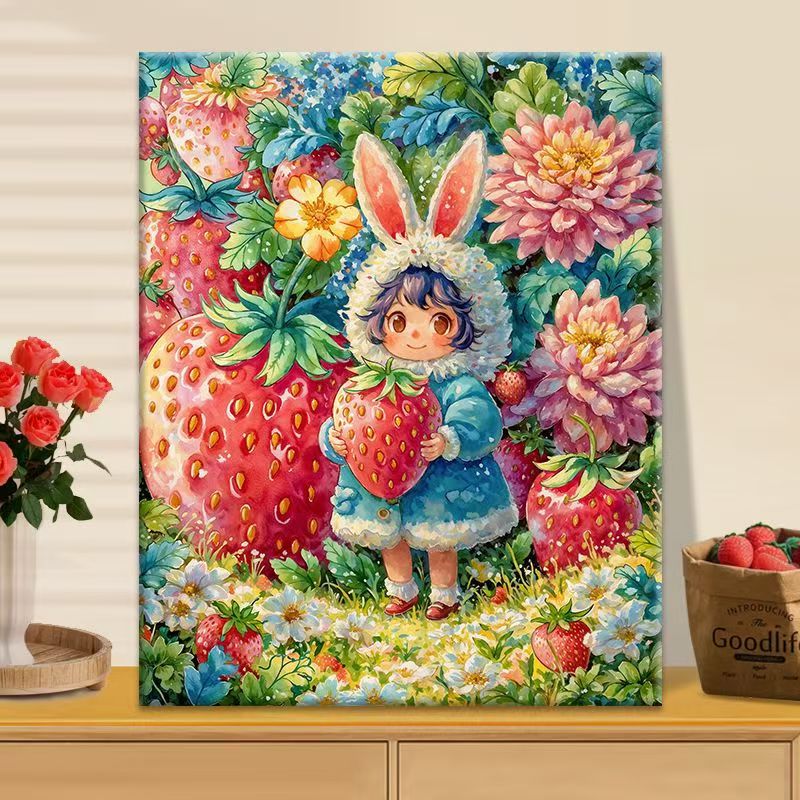 Verspielt Erdbeer Garten Leinwand Kunst Karnz