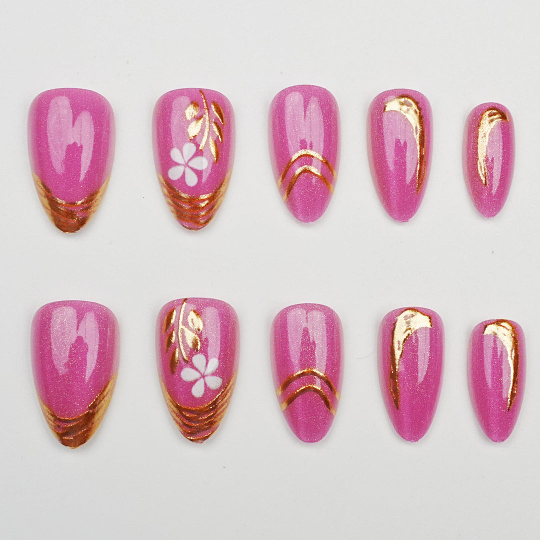 Blumenverzierte Press-On-Nagelset