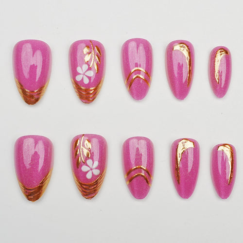 Blumenverzierte Press-On-Nagelset